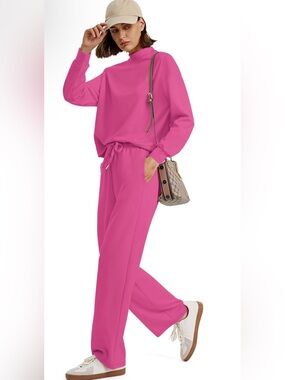 Sampeel Two Piece Sets for Women Mock Neck Matching Sets Loungewear Fall Clothes